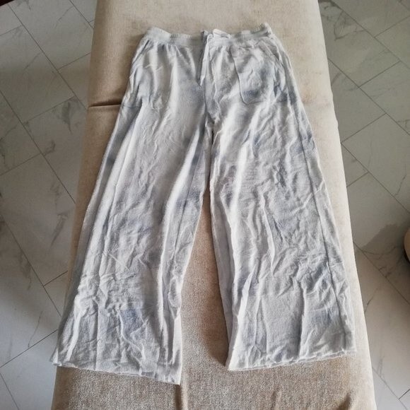 Lulu's Choosing Chill Blue Tie-Dye Drawstring Wide Leg Pants Size L NWT - Picture 2 of 10